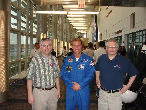 NSA member Charlie Klingel, CSSS member Brian Szymanski, CSSS speaker Jim Plaxco at NSA Astronomy Day at Harper College.