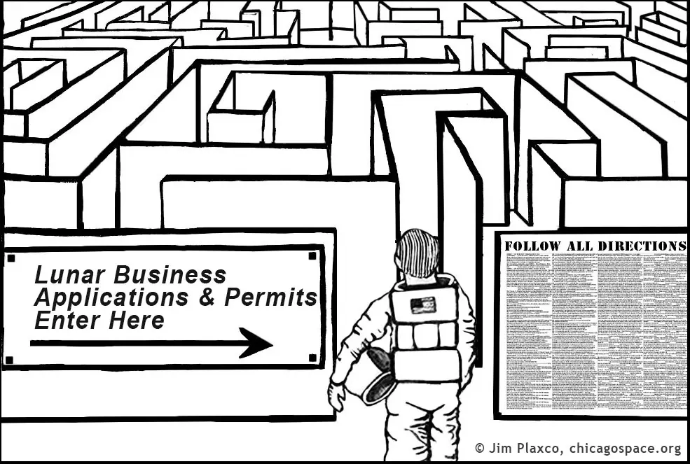 Lunar Business Applications and Permits Cartoon