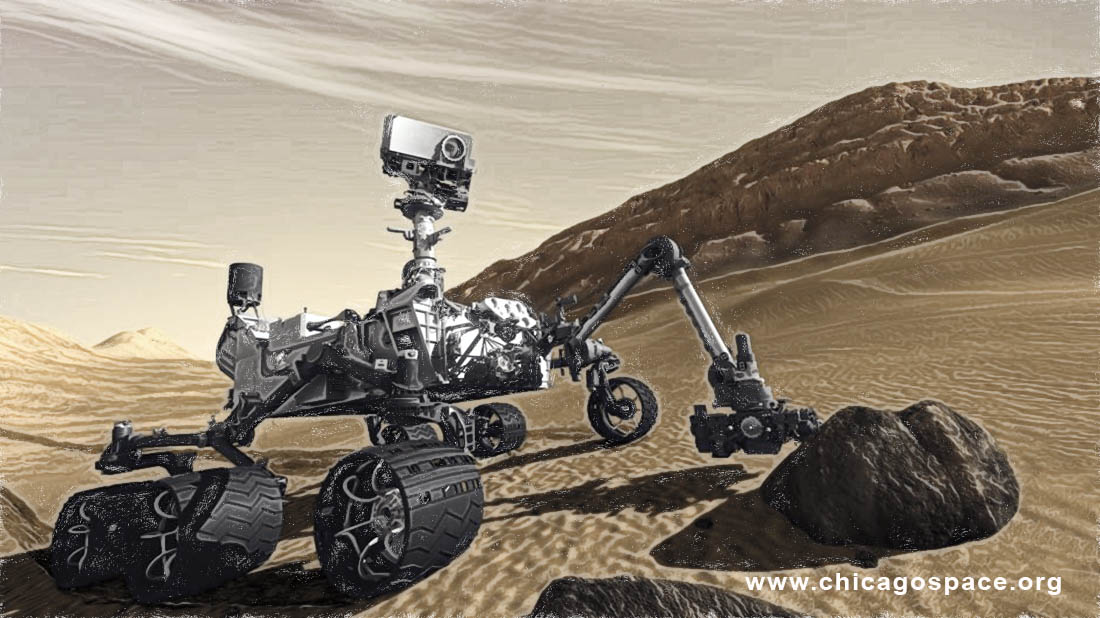 NASA Curiosity rover exploring the surface of Mars