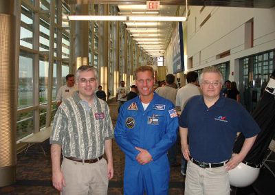 NSA member Charlie Klingel, CSSS member Brian Szymanski, CSSS speaker Jim Plaxco at NSA Astronomy Day at Harper College.