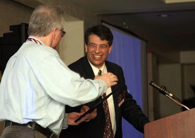 CSSS Vice President Jim Plaxco accepts the NSS Chapter Award for Public Outreach from National Space Society Vice President for Chapters Arthur Smith at the International Space Development Conference in Los Angeles, California May 6, 2006.