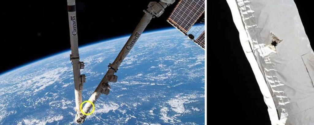 In 2021, space debris damaged International Space Station