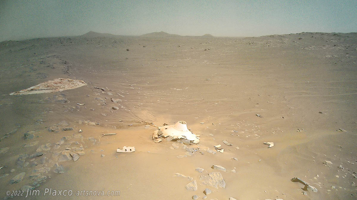 Ingenuity Mars Helicopter photograph of the Perseverance landing debris field taken on Sol 418