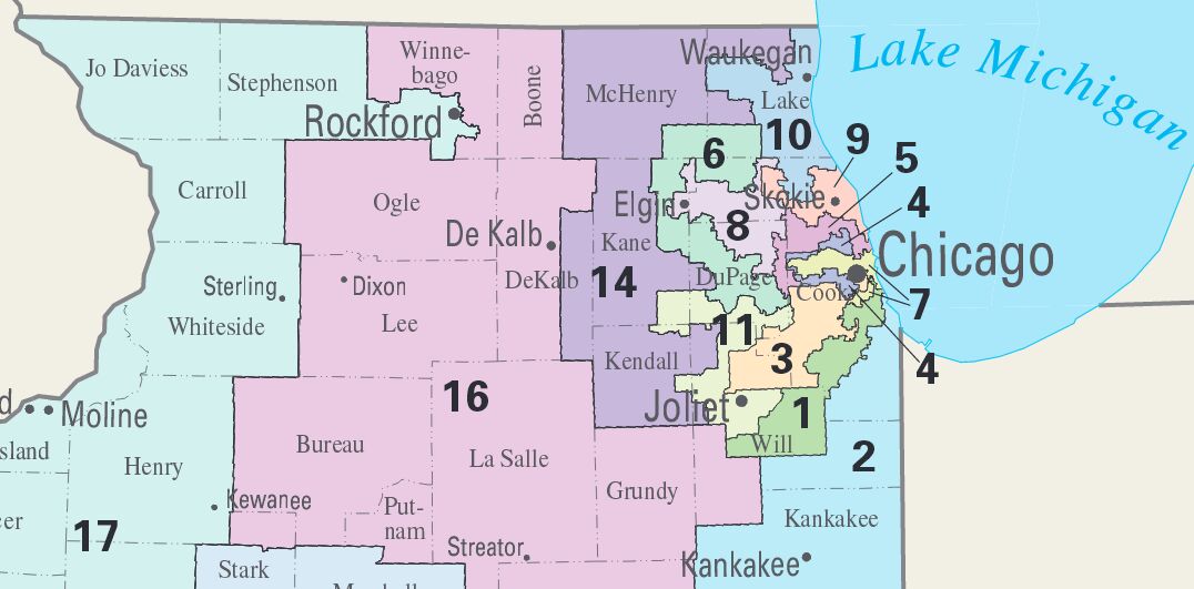 Illinois U.S. House Congressional Districts Map
