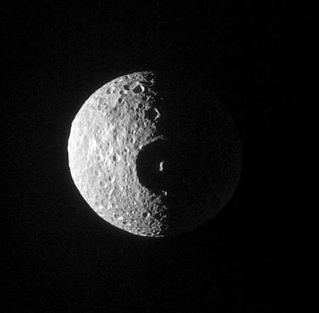 Figure 4. Cassini images Mimas with its large crater Herschel