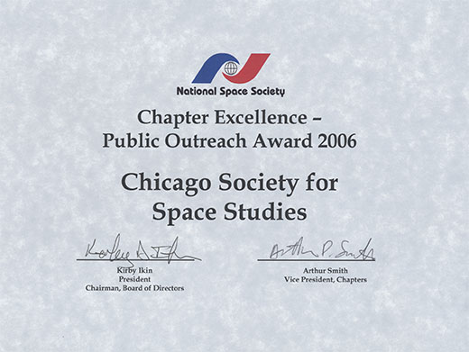 National Space Society Chapter Excellence Public Outreach Award 2006