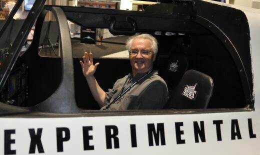 Jim Plaxco in the cockpit of the XCor Lynx spacecraft mockup