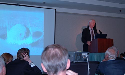 Apollo astronaut and Chairman of the B612 Foundation Rusty Schweickart discussing the asteroid impact hazard