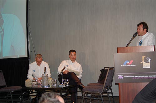 Figure 3: The Virgin Galactic team of Will Whitehorn, President of Virgin Galactic; Alex Tai, Head of Operations, Stephen Attenborough, Head of Astronaut Relations